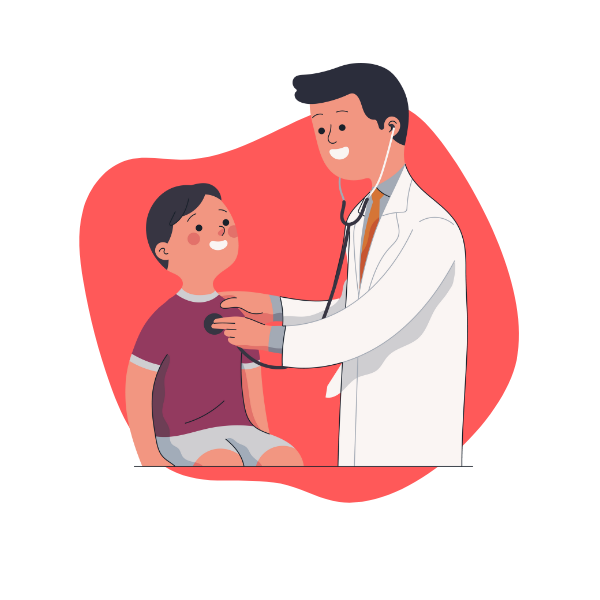 Male doctor attending a boy patient