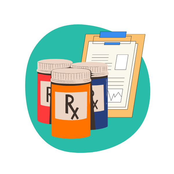 Prescription bottles and pills